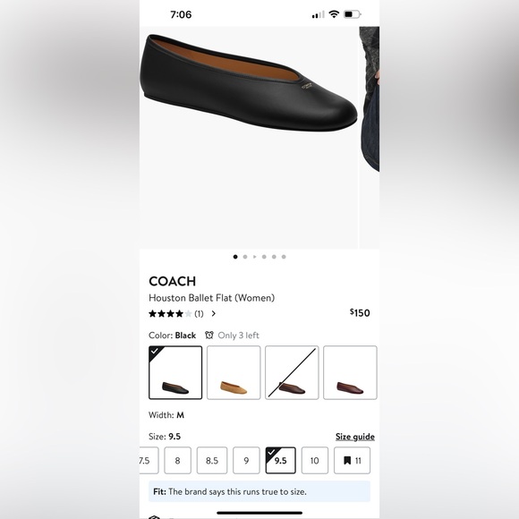 NWT Coach Black Leather Houston Women’s Ballet Flats Size 9.5 - Picture 5 of 5